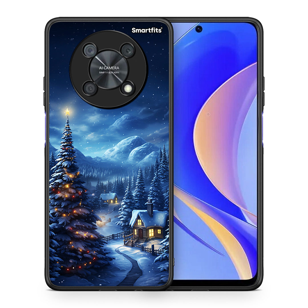 Θήκη Huawei Nova Y90 Christmas Scenery από τη Smartfits με σχέδιο στο πίσω μέρος και μαύρο περίβλημα | Huawei Nova Y90 Christmas Scenery case with colorful back and black bezels