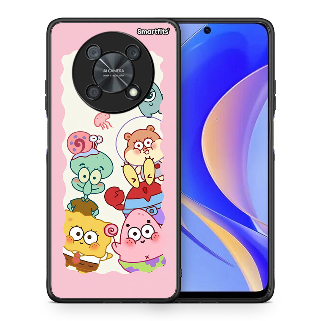 Θήκη Huawei Nova Y90 Cute Companion από τη Smartfits με σχέδιο στο πίσω μέρος και μαύρο περίβλημα | Huawei Nova Y90 Cute Companion case with colorful back and black bezels