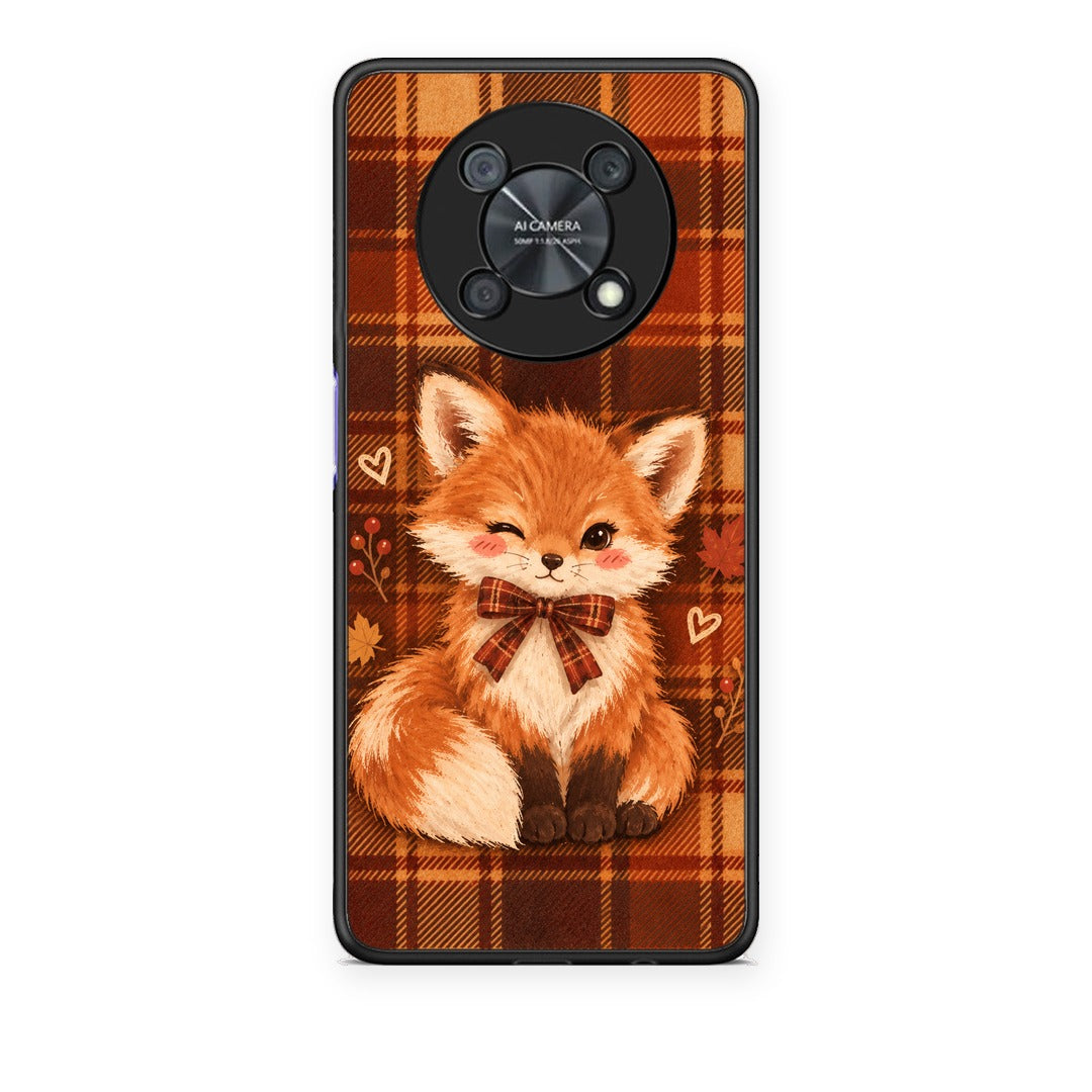 Θήκη Huawei Nova Y90 Fox on Autumn Tartan από τη Smartfits με σχέδιο στο πίσω μέρος και μαύρο περίβλημα | Huawei Nova Y90 Fox on Autumn Tartan case with colorful back and black bezels