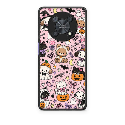 Θήκη Huawei Nova Y90 Halloween Cute Animals on Pink από τη Smartfits με σχέδιο στο πίσω μέρος και μαύρο περίβλημα | Huawei Nova Y90 Halloween Cute Animals on Pink case with colorful back and black bezels