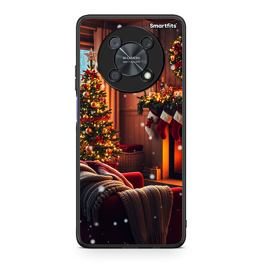 Huawei Nova Y90 Home For Christmas θήκη από τη Smartfits με σχέδιο στο πίσω μέρος και μαύρο περίβλημα | Smartphone case with colorful back and black bezels by Smartfits