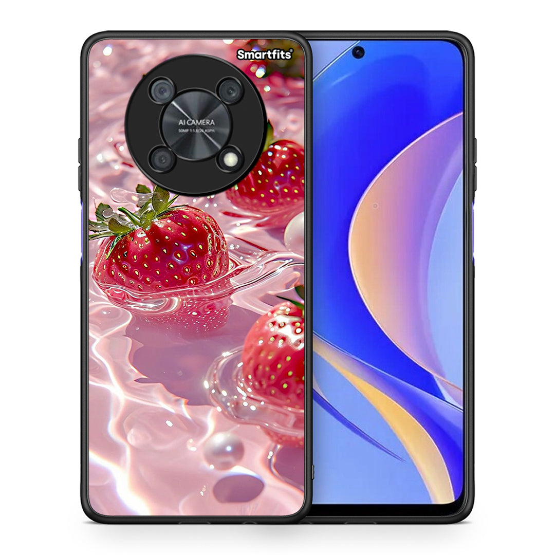 Θήκη Huawei Nova Y90 Juicy Strawberries από τη Smartfits με σχέδιο στο πίσω μέρος και μαύρο περίβλημα | Huawei Nova Y90 Juicy Strawberries case with colorful back and black bezels