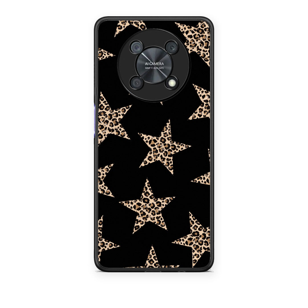 Θήκη Huawei Nova Y90 Leopard Stars on Black από τη Smartfits με σχέδιο στο πίσω μέρος και μαύρο περίβλημα | Huawei Nova Y90 Leopard Stars on Black case with colorful back and black bezels