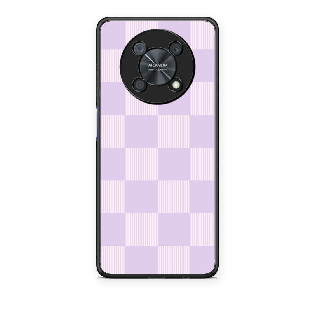 Θήκη Huawei Nova Y90 Lilac and Cream Striped Checks από τη Smartfits με σχέδιο στο πίσω μέρος και μαύρο περίβλημα | Huawei Nova Y90 Lilac and Cream Striped Checks case with colorful back and black bezels