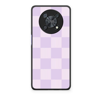 Θήκη Huawei Nova Y90 Lilac and Cream Striped Checks από τη Smartfits με σχέδιο στο πίσω μέρος και μαύρο περίβλημα | Huawei Nova Y90 Lilac and Cream Striped Checks case with colorful back and black bezels