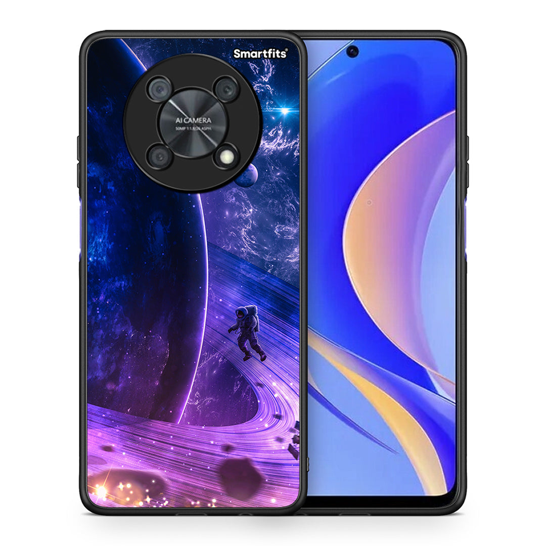 Θήκη Huawei Nova Y90 Lost Astronaut από τη Smartfits με σχέδιο στο πίσω μέρος και μαύρο περίβλημα | Huawei Nova Y90 Lost Astronaut case with colorful back and black bezels