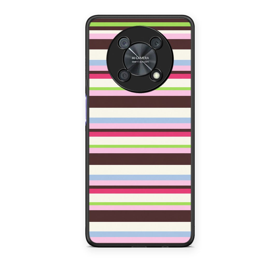 Θήκη Huawei Nova Y90 Multicolour Horizontal Stripes από τη Smartfits με σχέδιο στο πίσω μέρος και μαύρο περίβλημα | Huawei Nova Y90 Multicolour Horizontal Stripes case with colorful back and black bezels