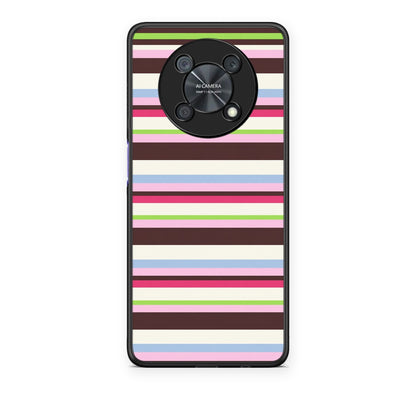 Θήκη Huawei Nova Y90 Multicolour Horizontal Stripes από τη Smartfits με σχέδιο στο πίσω μέρος και μαύρο περίβλημα | Huawei Nova Y90 Multicolour Horizontal Stripes case with colorful back and black bezels