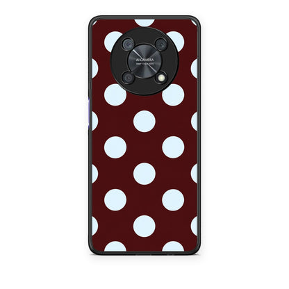 Θήκη Huawei Nova Y90 Pale Blue Large Polka Dots on Burgundy από τη Smartfits με σχέδιο στο πίσω μέρος και μαύρο περίβλημα | Huawei Nova Y90 Pale Blue Large Polka Dots on Burgundy case with colorful back and black bezels
