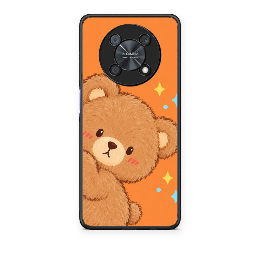 Θήκη Huawei Nova Y90 Peekaboo Teddy on Orange από τη Smartfits με σχέδιο στο πίσω μέρος και μαύρο περίβλημα | Huawei Nova Y90 Peekaboo Teddy on Orange case with colorful back and black bezels