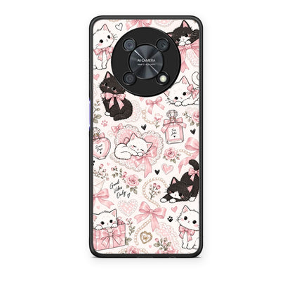 Θήκη Huawei Nova Y90 Pink Bows and Kittens Collage από τη Smartfits με σχέδιο στο πίσω μέρος και μαύρο περίβλημα | Huawei Nova Y90 Pink Bows and Kittens Collage case with colorful back and black bezels