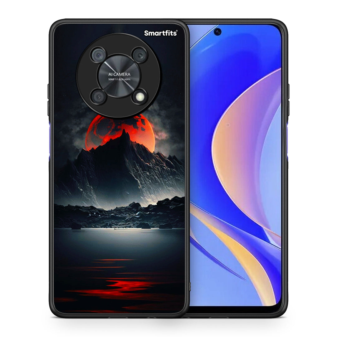 Θήκη Huawei Nova Y90 Red Full Moon από τη Smartfits με σχέδιο στο πίσω μέρος και μαύρο περίβλημα | Huawei Nova Y90 Red Full Moon case with colorful back and black bezels