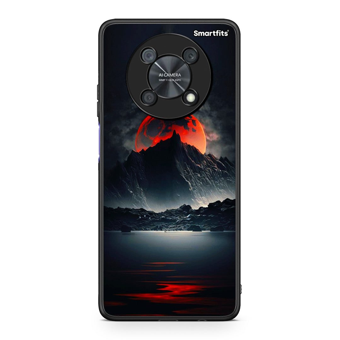 Huawei Nova Y90 Red Full Moon θήκη από τη Smartfits με σχέδιο στο πίσω μέρος και μαύρο περίβλημα | Smartphone case with colorful back and black bezels by Smartfits