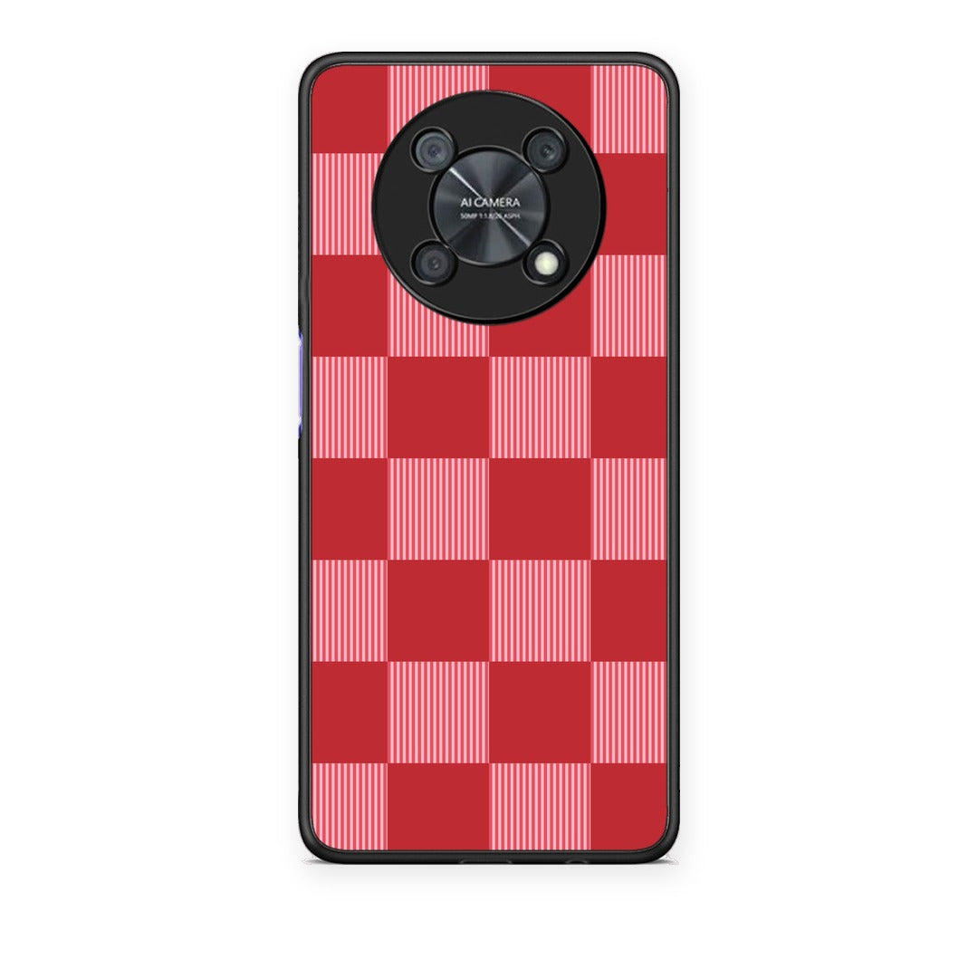 Θήκη Huawei Nova Y90 Red and Pink Striped Checks από τη Smartfits με σχέδιο στο πίσω μέρος και μαύρο περίβλημα | Huawei Nova Y90 Red and Pink Striped Checks case with colorful back and black bezels