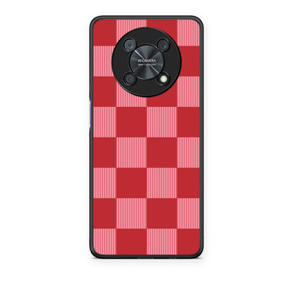 Θήκη Huawei Nova Y90 Red and Pink Striped Checks από τη Smartfits με σχέδιο στο πίσω μέρος και μαύρο περίβλημα | Huawei Nova Y90 Red and Pink Striped Checks case with colorful back and black bezels