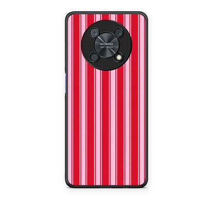 Θήκη Huawei Nova Y90 Red and Pink Vertical Pinstripes από τη Smartfits με σχέδιο στο πίσω μέρος και μαύρο περίβλημα | Huawei Nova Y90 Red and Pink Vertical Pinstripes case with colorful back and black bezels