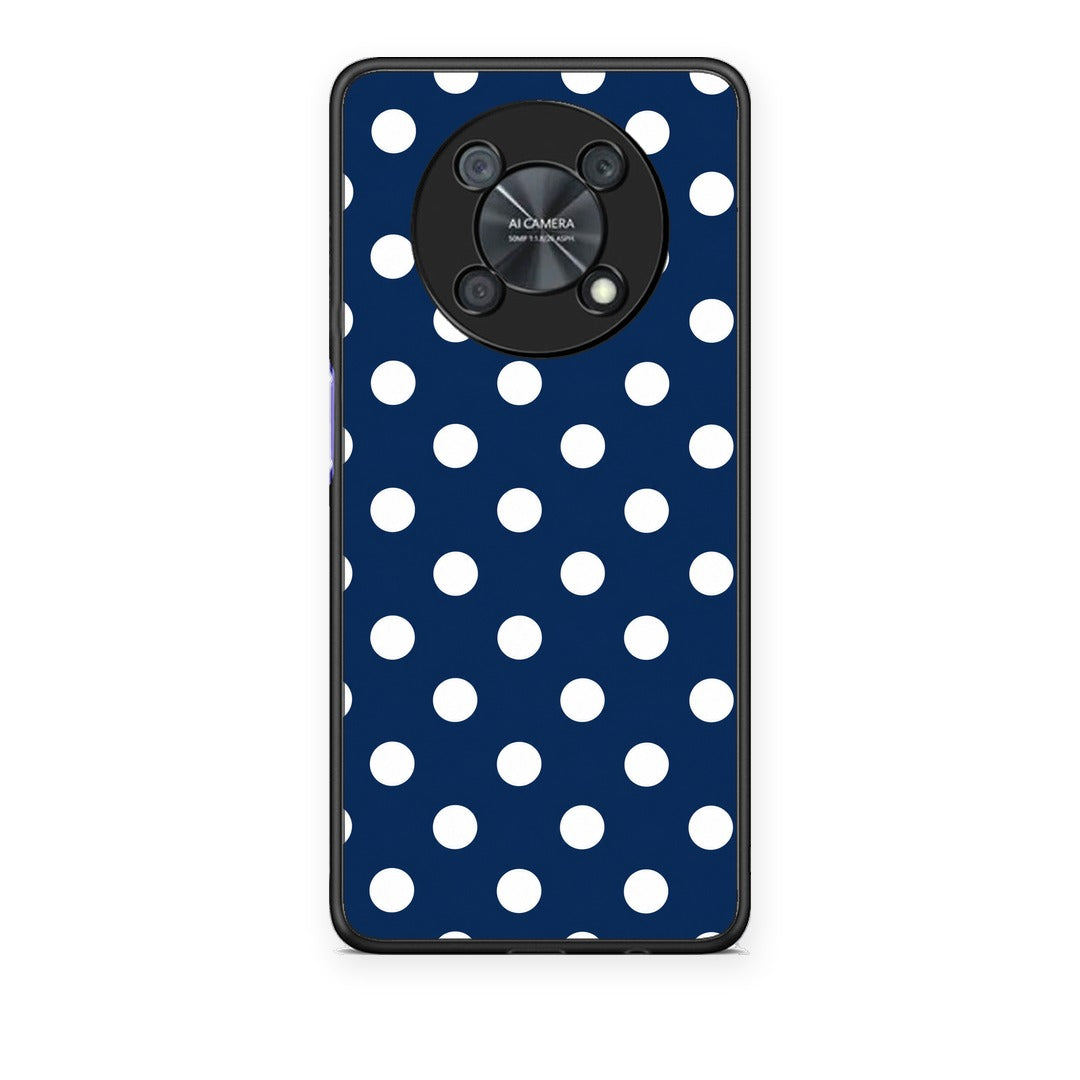 Θήκη Huawei Nova Y90 White Large Polka Dots on Navy από τη Smartfits με σχέδιο στο πίσω μέρος και μαύρο περίβλημα | Huawei Nova Y90 White Large Polka Dots on Navy case with colorful back and black bezels