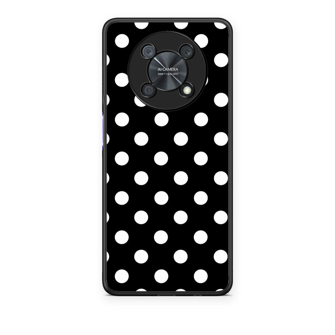 Θήκη Huawei Nova Y90 White Polka Dots on Black από τη Smartfits με σχέδιο στο πίσω μέρος και μαύρο περίβλημα | Huawei Nova Y90 White Polka Dots on Black case with colorful back and black bezels