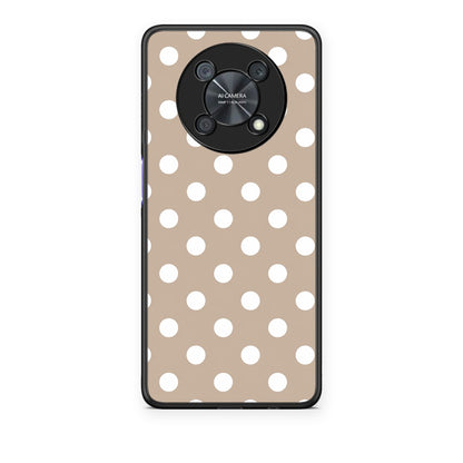 Θήκη Huawei Nova Y90 White Polka Dots on Taupe από τη Smartfits με σχέδιο στο πίσω μέρος και μαύρο περίβλημα | Huawei Nova Y90 White Polka Dots on Taupe case with colorful back and black bezels