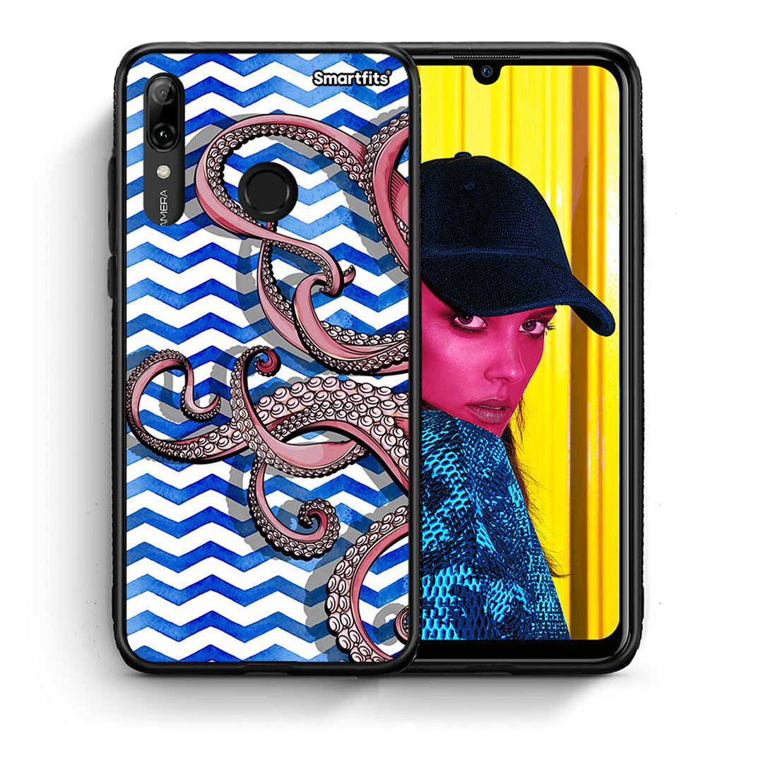 Θήκη Huawei P Smart 2019 Chevron Devilfish από τη Smartfits με σχέδιο στο πίσω μέρος και μαύρο περίβλημα | Huawei P Smart 2019 Chevron Devilfish case with colorful back and black bezels