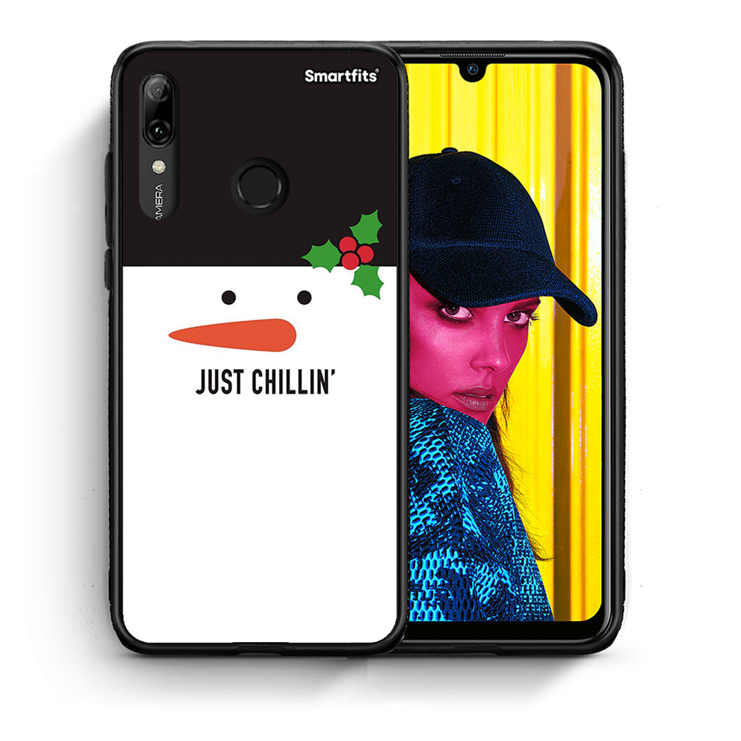 Θήκη Huawei P Smart 2019 Christmas Chillin από τη Smartfits με σχέδιο στο πίσω μέρος και μαύρο περίβλημα | Huawei P Smart 2019 Christmas Chillin case with colorful back and black bezels