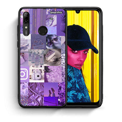 Θήκη Huawei P Smart 2019 Purple Aesthetic Collage από τη Smartfits με σχέδιο στο πίσω μέρος και μαύρο περίβλημα | Huawei P Smart 2019 Purple Aesthetic Collage case with colorful back and black bezels