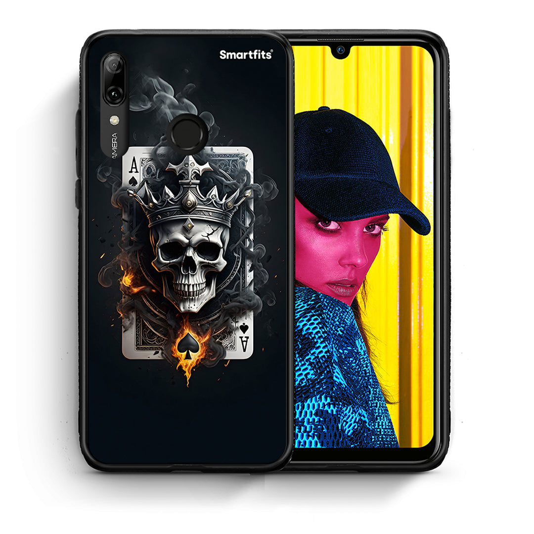 Θήκη Huawei P Smart 2019 Skull King Ace από τη Smartfits με σχέδιο στο πίσω μέρος και μαύρο περίβλημα | Huawei P Smart 2019 Skull King Ace case with colorful back and black bezels