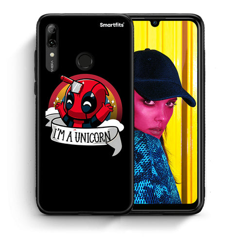 Θήκη Huawei P Smart 2019 Unicorn Deadpool από τη Smartfits με σχέδιο στο πίσω μέρος και μαύρο περίβλημα | Huawei P Smart 2019 Unicorn Deadpool case with colorful back and black bezels
