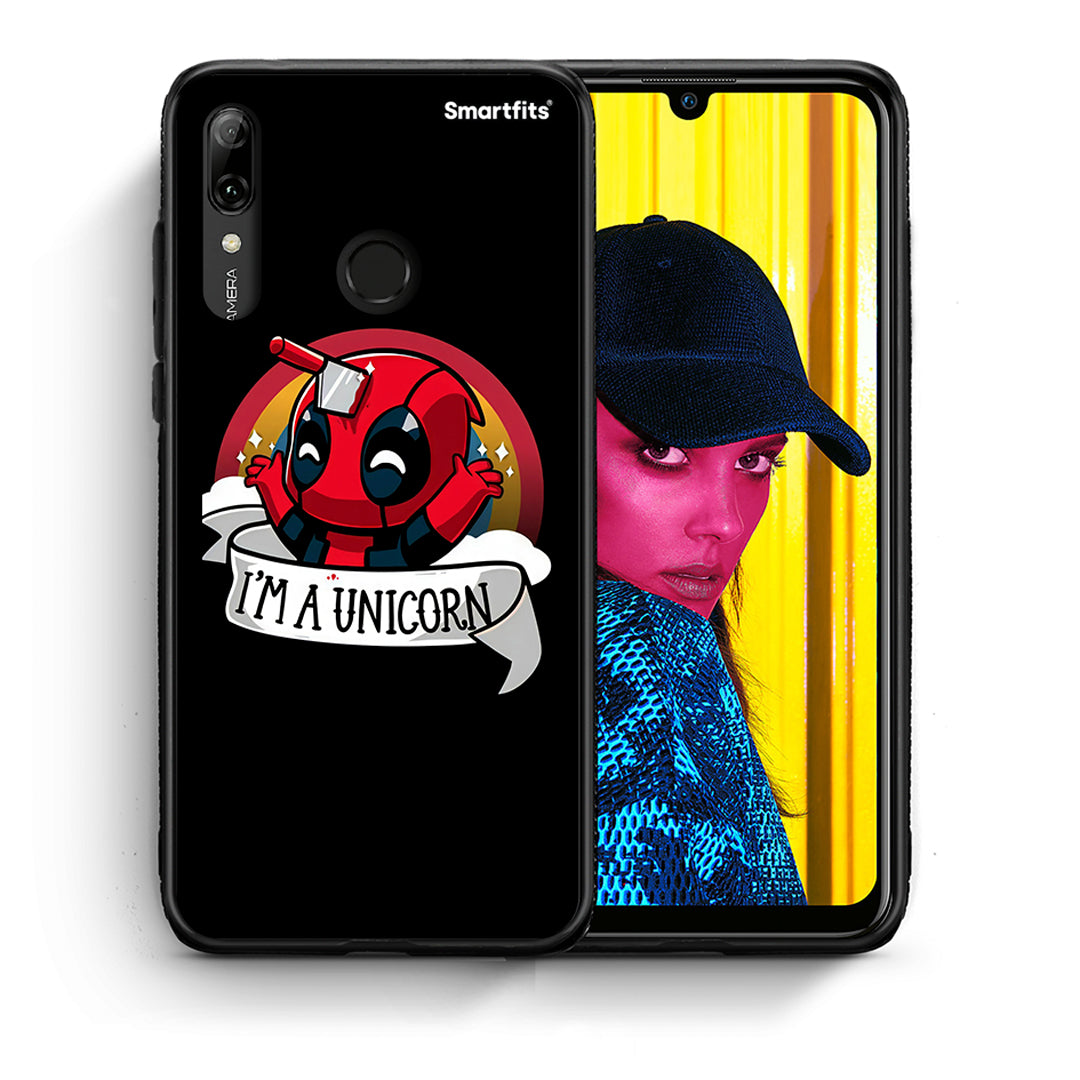 Θήκη Huawei P Smart 2019 Unicorn Deadpool από τη Smartfits με σχέδιο στο πίσω μέρος και μαύρο περίβλημα | Huawei P Smart 2019 Unicorn Deadpool case with colorful back and black bezels