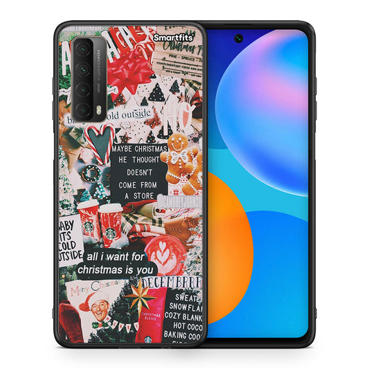 Θήκη Huawei P Smart 2021 Christmas Happiness από τη Smartfits με σχέδιο στο πίσω μέρος και μαύρο περίβλημα | Huawei P Smart 2021 Christmas Happiness case with colorful back and black bezels