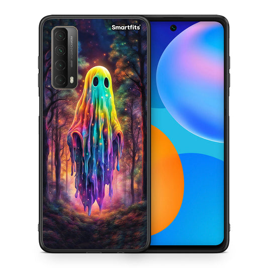 Θήκη Huawei P Smart 2021 Halloween Ghost από τη Smartfits με σχέδιο στο πίσω μέρος και μαύρο περίβλημα | Huawei P Smart 2021 Halloween Ghost case with colorful back and black bezels
