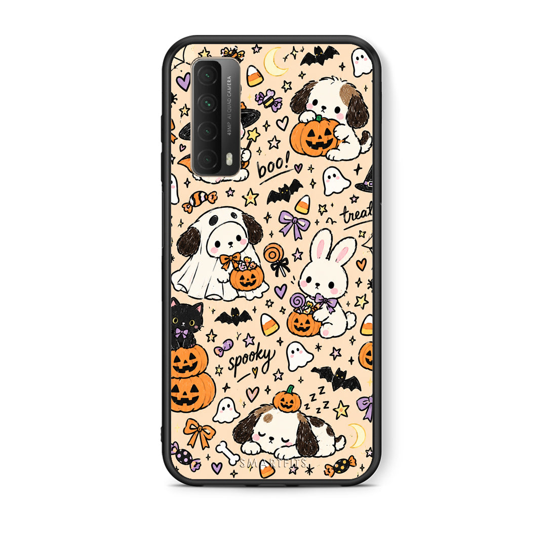 Θήκη Huawei P Smart 2021 Halloween Puppies and Friends on Cream από τη Smartfits με σχέδιο στο πίσω μέρος και μαύρο περίβλημα | Huawei P Smart 2021 Halloween Puppies and Friends on Cream case with colorful back and black bezels