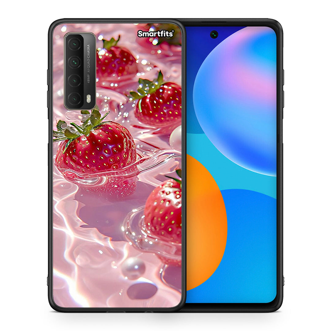 Θήκη Huawei P Smart 2021 Juicy Strawberries από τη Smartfits με σχέδιο στο πίσω μέρος και μαύρο περίβλημα | Huawei P Smart 2021 Juicy Strawberries case with colorful back and black bezels