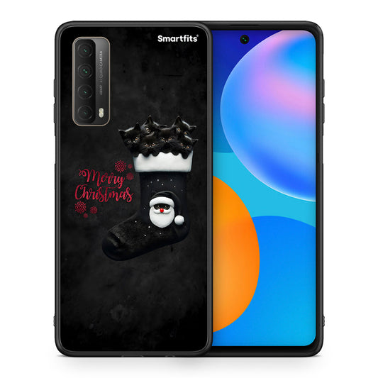 Θήκη Huawei P Smart 2021 Merry Cat Christmas από τη Smartfits με σχέδιο στο πίσω μέρος και μαύρο περίβλημα | Huawei P Smart 2021 Merry Cat Christmas case with colorful back and black bezels