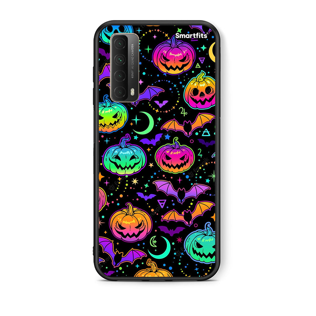 Θήκη Huawei P Smart 2021 Neon Halloween από τη Smartfits με σχέδιο στο πίσω μέρος και μαύρο περίβλημα | Huawei P Smart 2021 Neon Halloween case with colorful back and black bezels