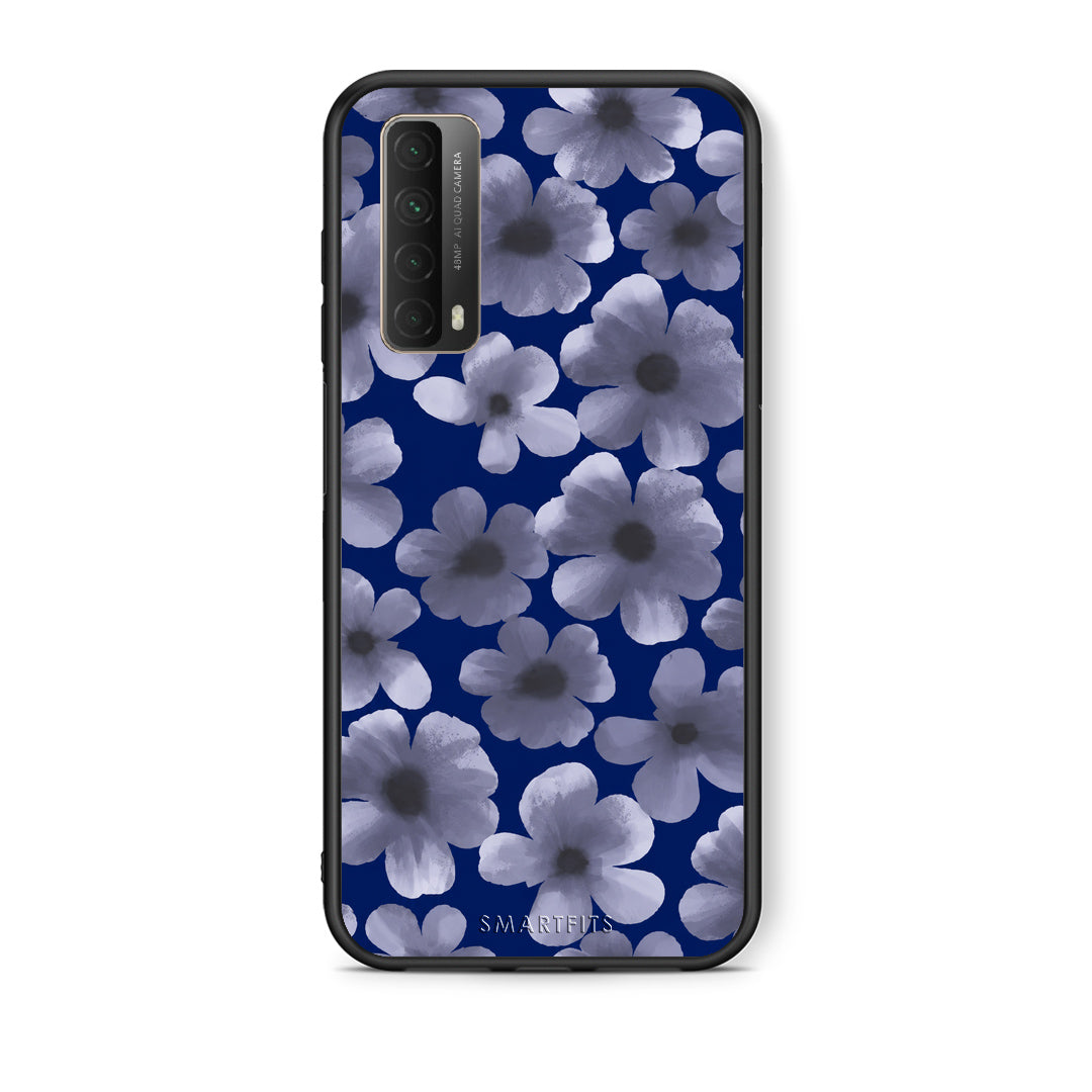 Θήκη Huawei P Smart 2021 Pale Blue Flowers on Navy από τη Smartfits με σχέδιο στο πίσω μέρος και μαύρο περίβλημα | Huawei P Smart 2021 Pale Blue Flowers on Navy case with colorful back and black bezels