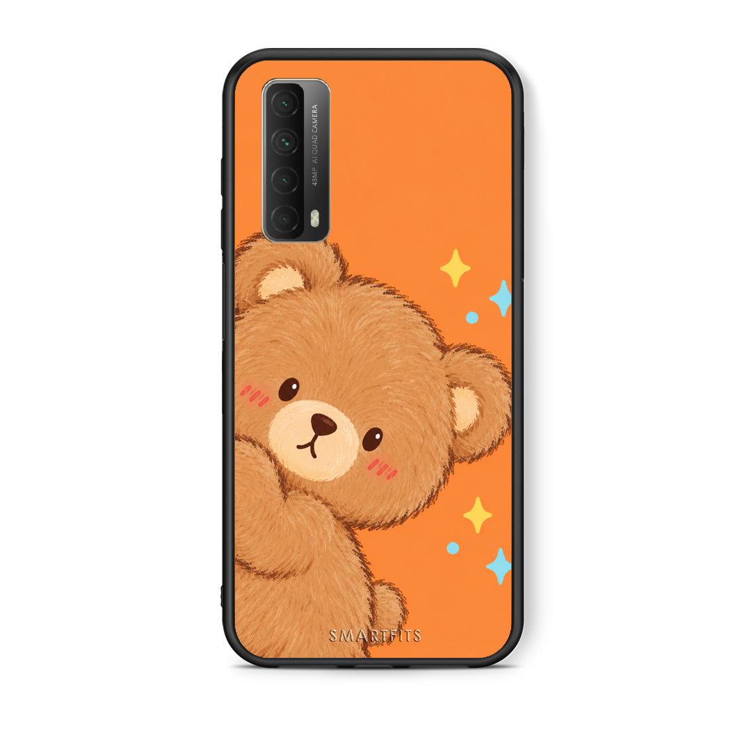 Θήκη Huawei P Smart 2021 Peekaboo Teddy on Orange από τη Smartfits με σχέδιο στο πίσω μέρος και μαύρο περίβλημα | Huawei P Smart 2021 Peekaboo Teddy on Orange case with colorful back and black bezels