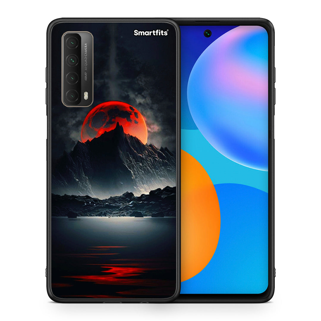 Θήκη Huawei P Smart 2021 Red Full Moon από τη Smartfits με σχέδιο στο πίσω μέρος και μαύρο περίβλημα | Huawei P Smart 2021 Red Full Moon case with colorful back and black bezels