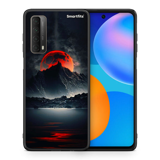 Θήκη Huawei P Smart 2021 Red Full Moon από τη Smartfits με σχέδιο στο πίσω μέρος και μαύρο περίβλημα | Huawei P Smart 2021 Red Full Moon case with colorful back and black bezels