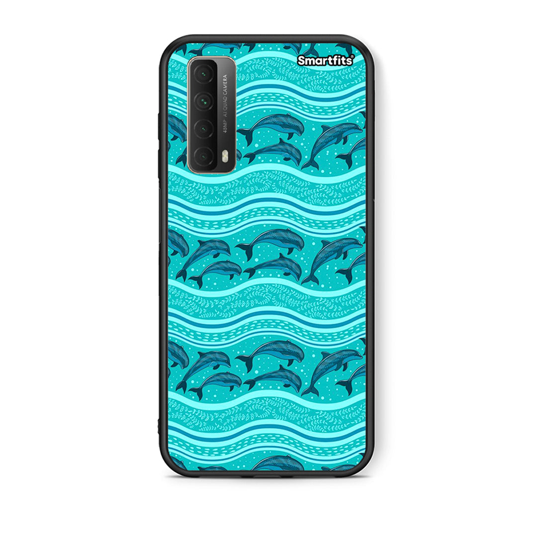 Θήκη Huawei P Smart 2021 Swimming Dolphins από τη Smartfits με σχέδιο στο πίσω μέρος και μαύρο περίβλημα | Huawei P Smart 2021 Swimming Dolphins case with colorful back and black bezels