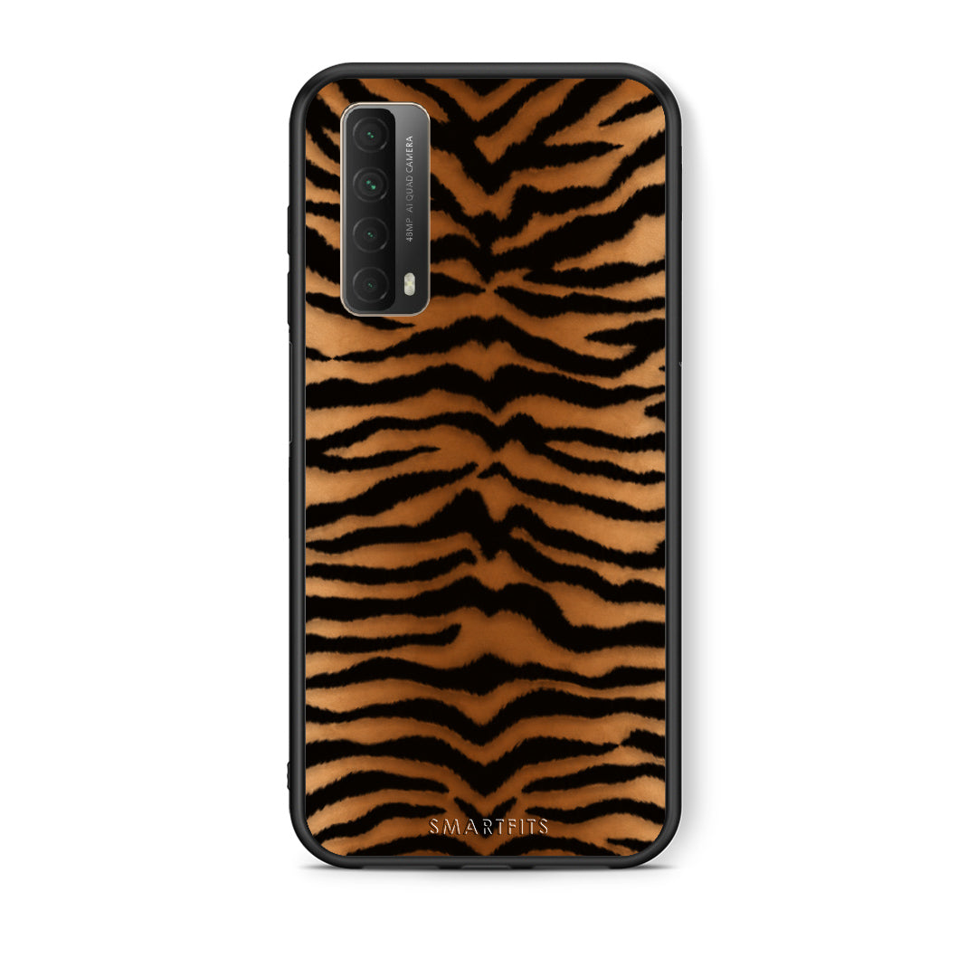 Θήκη Huawei P Smart 2021 Tiger Print Orange and Black από τη Smartfits με σχέδιο στο πίσω μέρος και μαύρο περίβλημα | Huawei P Smart 2021 Tiger Print Orange and Black case with colorful back and black bezels