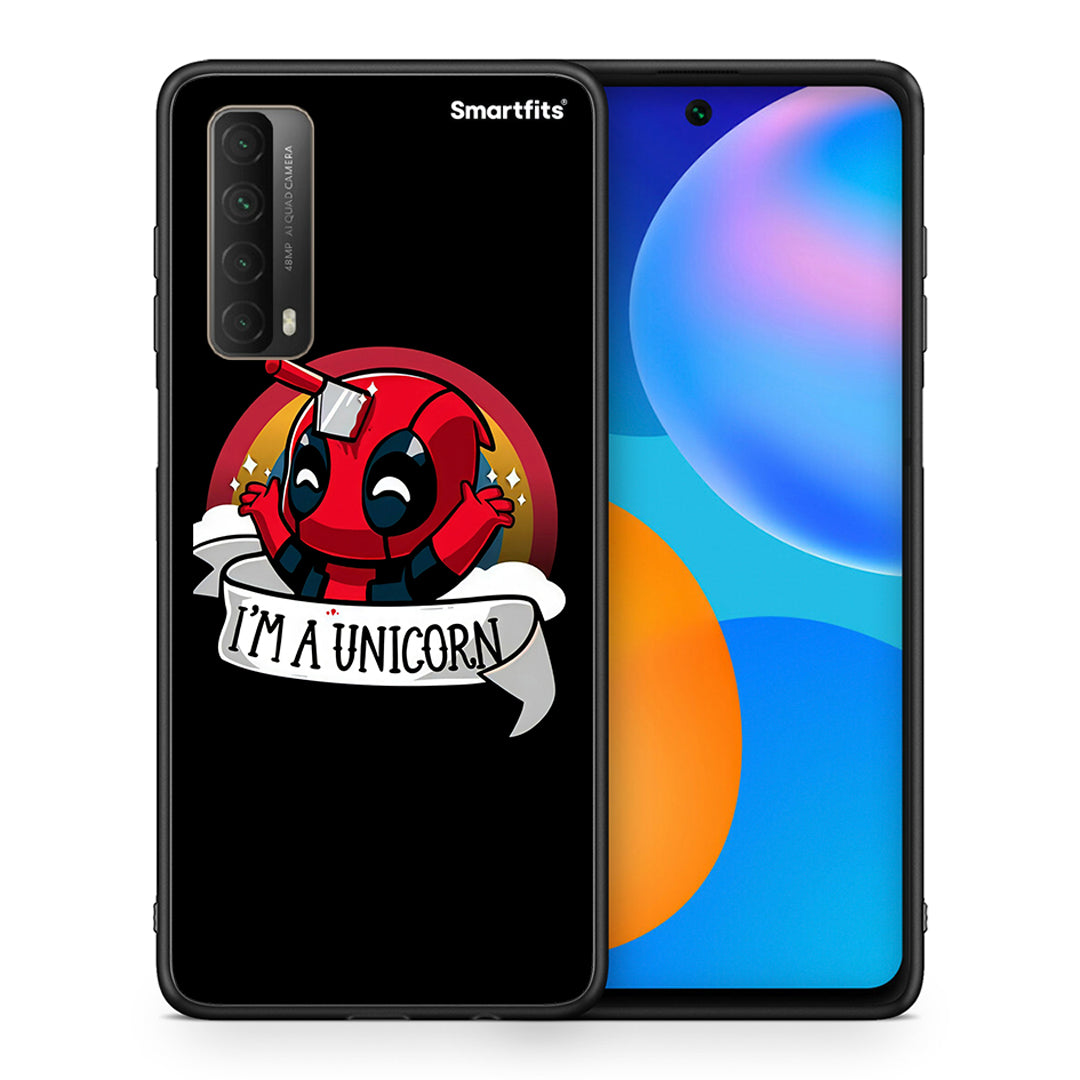Θήκη Huawei P Smart 2021 Unicorn Deadpool από τη Smartfits με σχέδιο στο πίσω μέρος και μαύρο περίβλημα | Huawei P Smart 2021 Unicorn Deadpool case with colorful back and black bezels