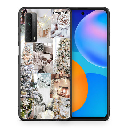 Θήκη Huawei P Smart 2021 White Christmas από τη Smartfits με σχέδιο στο πίσω μέρος και μαύρο περίβλημα | Huawei P Smart 2021 White Christmas case with colorful back and black bezels