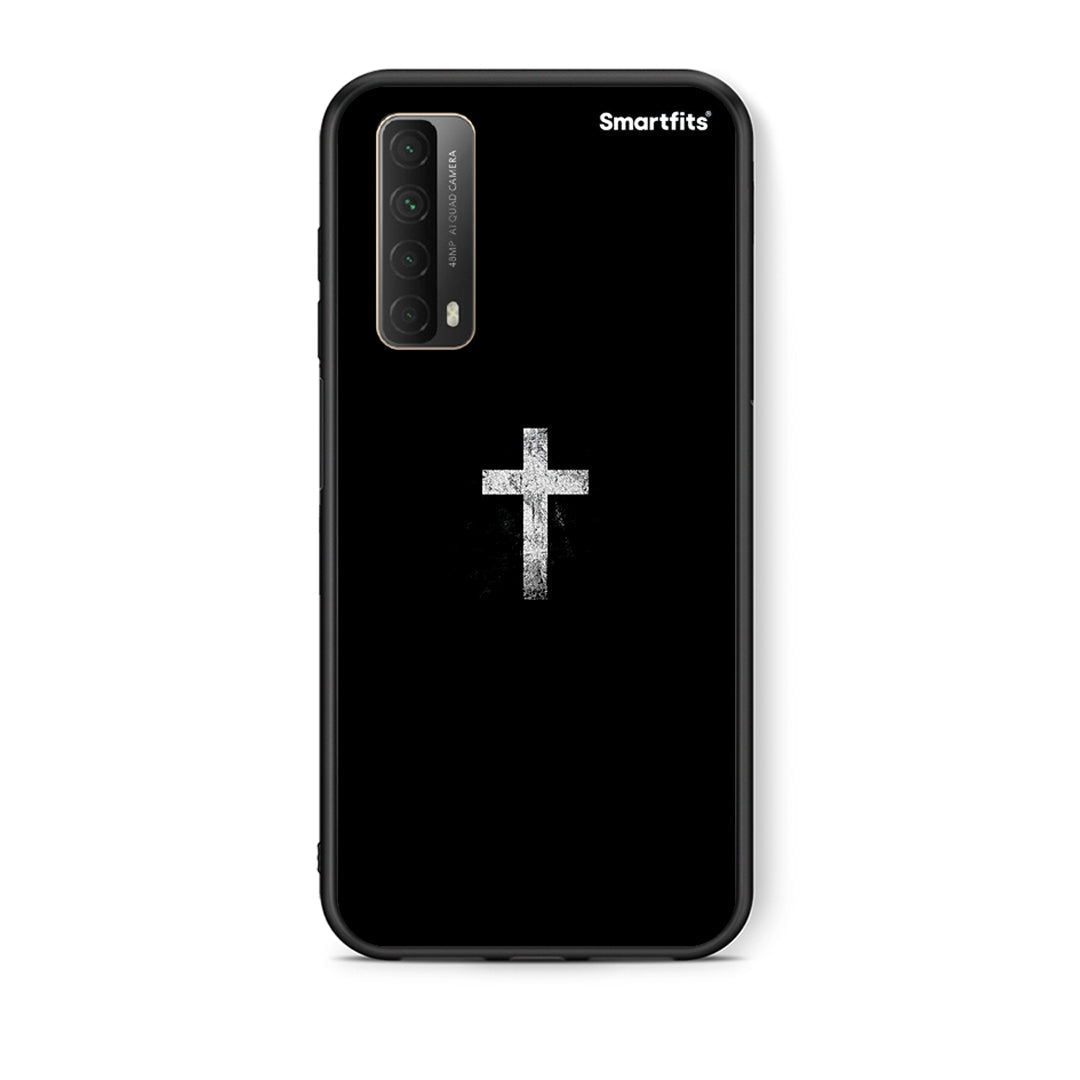 Θήκη Huawei P Smart 2021 White Cross από τη Smartfits με σχέδιο στο πίσω μέρος και μαύρο περίβλημα | Huawei P Smart 2021 White Cross case with colorful back and black bezels