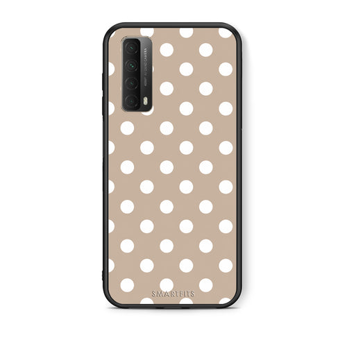 Θήκη Huawei P Smart 2021 White Polka Dots on Taupe από τη Smartfits με σχέδιο στο πίσω μέρος και μαύρο περίβλημα | Huawei P Smart 2021 White Polka Dots on Taupe case with colorful back and black bezels