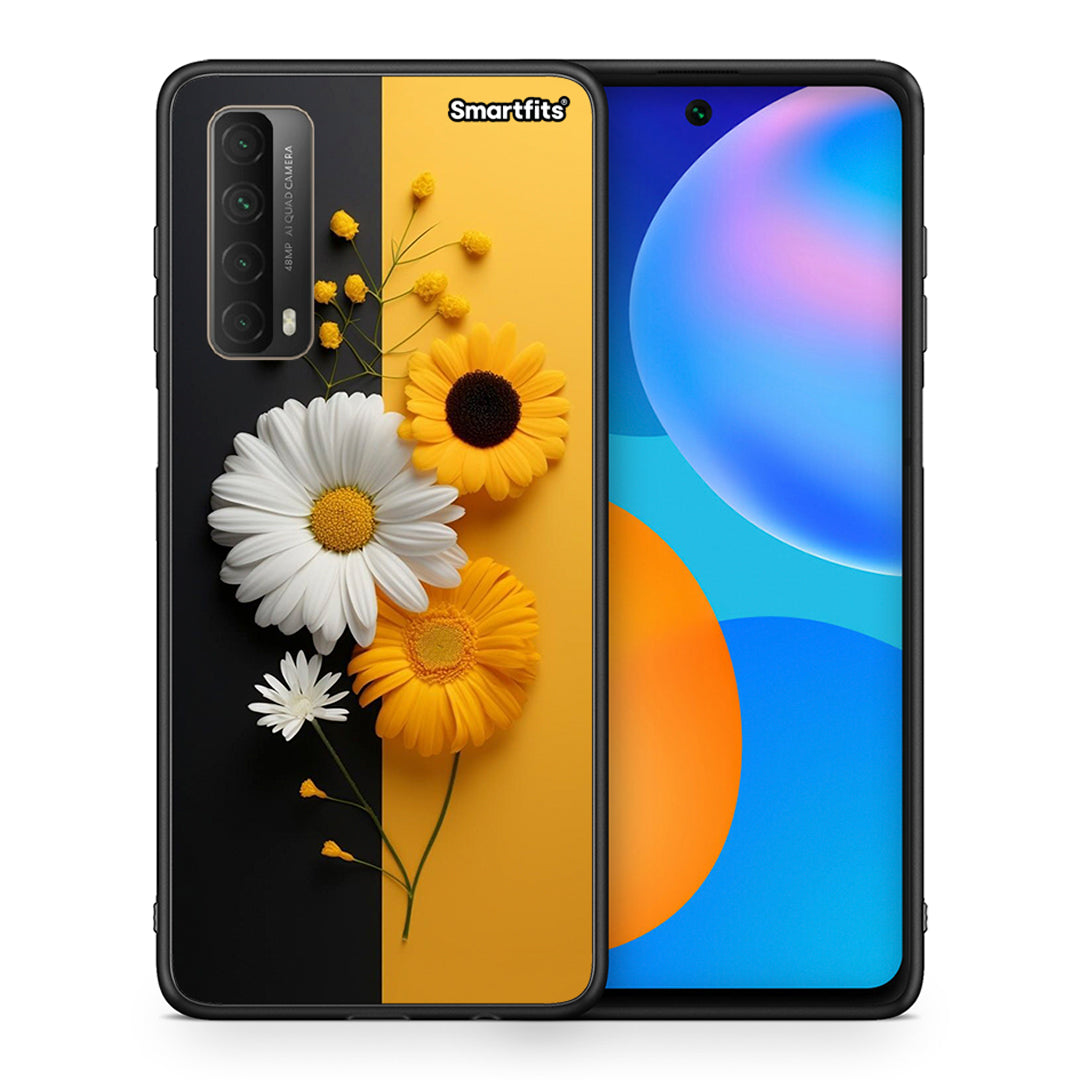 Θήκη Huawei P Smart 2021 Yellow Daisies από τη Smartfits με σχέδιο στο πίσω μέρος και μαύρο περίβλημα | Huawei P Smart 2021 Yellow Daisies case with colorful back and black bezels