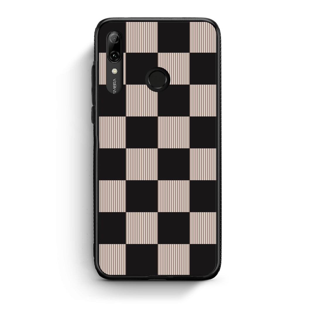 Θήκη Huawei P Smart 2019 Black and Taupe Striped Checks από τη Smartfits με σχέδιο στο πίσω μέρος και μαύρο περίβλημα | Huawei P Smart 2019 Black and Taupe Striped Checks case with colorful back and black bezels