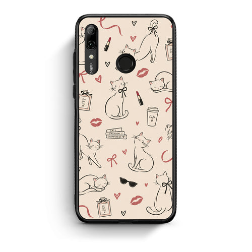Θήκη Huawei P Smart 2019 Minimal Cat and Fashion Doodles on Cream από τη Smartfits με σχέδιο στο πίσω μέρος και μαύρο περίβλημα | Huawei P Smart 2019 Minimal Cat and Fashion Doodles on Cream case with colorful back and black bezels