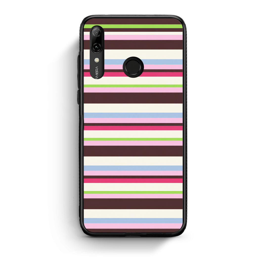Θήκη Huawei P Smart 2019 Multicolour Horizontal Stripes από τη Smartfits με σχέδιο στο πίσω μέρος και μαύρο περίβλημα | Huawei P Smart 2019 Multicolour Horizontal Stripes case with colorful back and black bezels