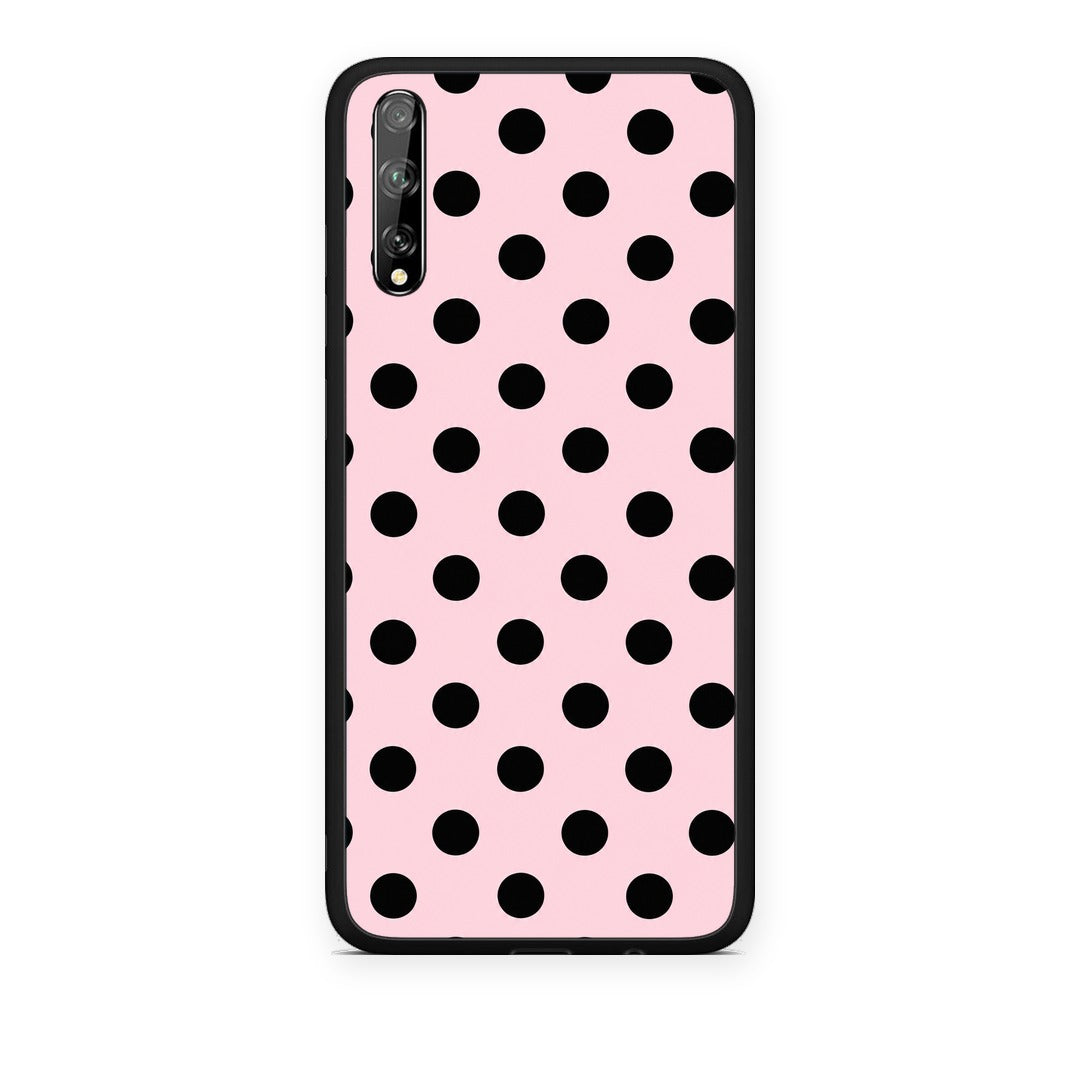 Θήκη Huawei P Smart S Black Polka Dots on Pink από τη Smartfits με σχέδιο στο πίσω μέρος και μαύρο περίβλημα | Huawei P Smart S Black Polka Dots on Pink case with colorful back and black bezels